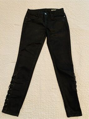 Blank NYC Black Lace-Up Skinny Jeans